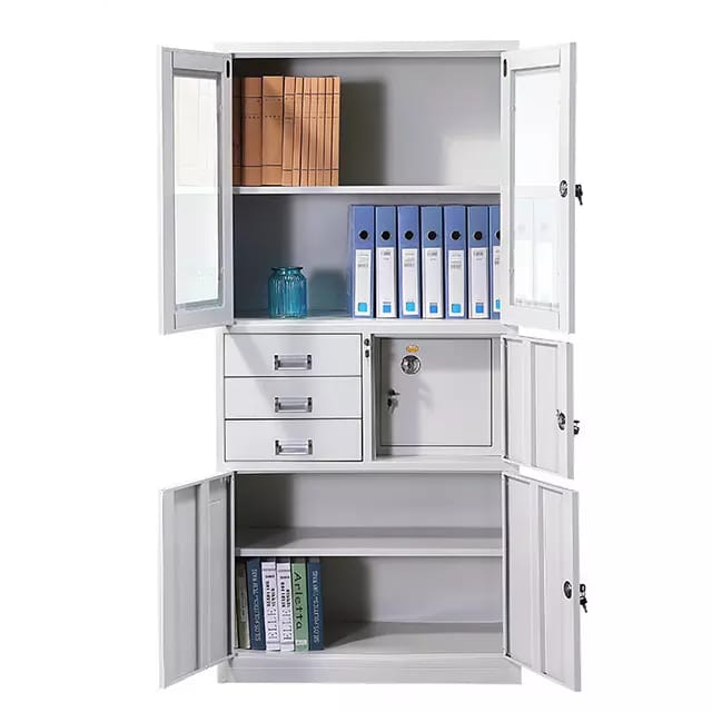 Steel filling cabinet with safe box