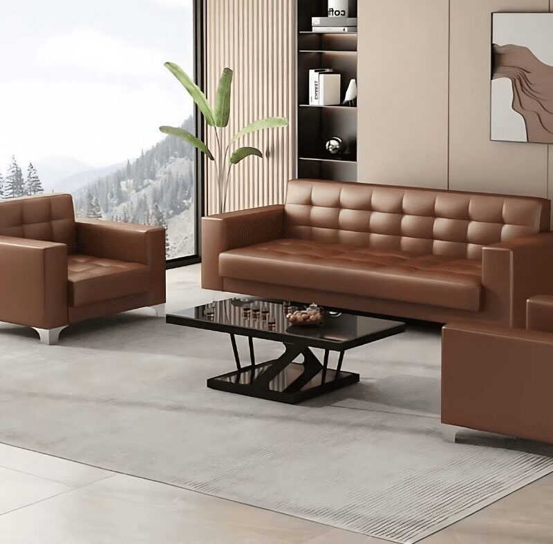 brown leather sofa set